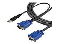 StarTech.com Câble pour Switch KVM VGA avec USB 2 en 1 - 4.5m - Câble vidéo / USB - USB, HD-15 (VGA) (M) pour HD-15 (VGA) (M) - 4.57 m - noir - pour P/N: CAB831HDU, RACKCONS1908, SV1631DUSBUK, SV565DUTPU, SV565UTPUL, SV831DUSBUK SVECONUS15