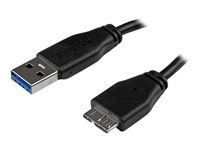 StarTech.com Câble SuperSpeed USB 3.0 slim et court A vers Micro B de 15 cm - Cordon USB A vers Micro B - Mâle / Mâle - Noir - Câble USB - Micro-USB de type B (M) pour USB type A (M) - USB 3.0 - 15 cm - moulé - noir - pour P/N: HB30A4AIB, HB30C4AIB, HB31C4AB, S251BMU313, S251BMU3FP, S251BPU313, SMS1BMU313 USB3AUB15CMS