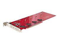 StarTech.com Quad M.2 PCIe Adapter Card, x16 Quad NVMe or AHCI M.2 SSD to PCI Express 4.0, Up to 7.8GBps/Drive, For 2242/2260/2280/22110mm PCIe M-Key M2 SSDs, Bifurcation Required - PC/Linux Compatible (QUAD-M2-PCIE-CARD-B) - Adaptateur d'interface - M.2 - rainure d'extension jusque 4 x M.2 - M.2 Card - profil bas - RAID RAID 0, 1, JBOD - PCIe 4.0 x16/x8 - rouge QUAD-M2-PCIE-CARD-B
