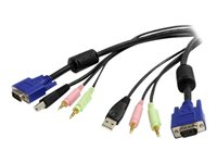 StarTech.com Câble pour switch KVM VGA avec USB, audio stéréo et microphone 3,5 mm - 1,80 m - Câble clavier/vidéo/souris/audio - USB, HD-15 (VGA), mini-phone stereo 3.5 mm (M) pour HD-15 (VGA), mini-phone stereo 3.5 mm, USB type B (M) - 1.8 m - pour P/N: SV231DDUSB, SV231DVGAU2A, SV431DDUSB USBVGA4N1A6