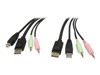 StarTech.com Cable de commutateur KVM DisplayPort USB 4-en-1 de 1,8 m avec audio et microphone - Câble vidéo / USB / audio - USB, mini-phone stereo 3.5 mm, DisplayPort (M) pour USB, mini-phone stereo 3.5 mm, DisplayPort (M) - 1.8 m - moulé - noir - pour P DP4N1USB6