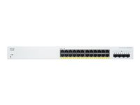 Cisco Business 220 Series CBS220-24P-4X - Commutateur - intelligent - 24 x 10/100/1000 (PoE+) + 4 x SFP+ 10 Go (liaison montante) - Montable sur rack - PoE+ (195 W) CBS220-24P-4X-EU