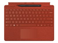 Microsoft Clavier Signature pour Surface Pro - Clavier - avec pavé tactile, accéléromètre, plateau de rangement et de chargement du Surface Slim Pen 2 - AZERTY - Français - rouge coquelicot - avec Slim Pen 2 - pour Surface Pro 8, Pro X 8X6-00024