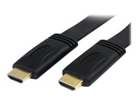 StarTech.com Câble plat HDMI haute vitesse Ultra HD 4K x 2K avec Ethernet de 5m - Cordon HDMI vers HDMI - Mâle / Mâle - Noir - Câble HDMI avec Ethernet - HDMI mâle pour HDMI mâle - 5 m - blindé - noir HDMM5MFL