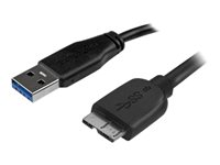 StarTech.com Câble Micro USB 3.0 slim de 3m - Cordon USB A vers Micro B - Câble USB de charge / synchronisation - M/M - Noir - Câble USB - Micro-USB de type B (M) pour USB type A (M) - USB 3.0 - 3 m - moulé - noir - pour P/N: S2510BU33PW, S251BMU3FP, S251BRU33, SLSODDU33B, SM2NGFFMBU33 USB3AUB3MS